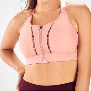 Fabletics Light Pink Zip-Front Sports Bra